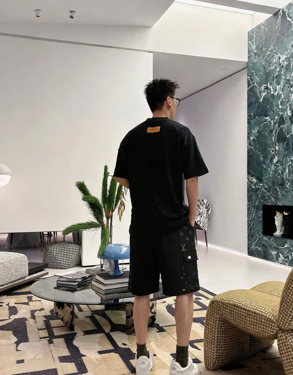 Louis Vuitton/Louis Vuitton presbyopia burnt flower overalls shorts